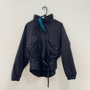 Woolrich Vintage Women Polartec Fleece Lined Winter Ski Jacket Coat Black Medium